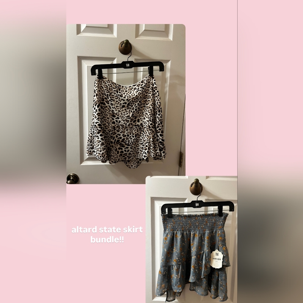 Altar'd State Leopard And Floral Mini Skirts